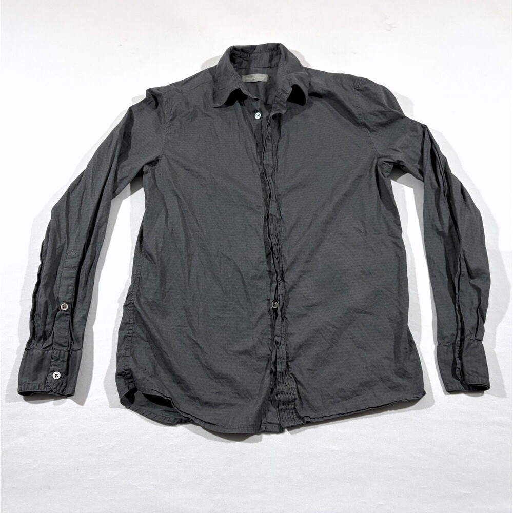 Zadig & Voltaire Gray MISSING BUTTON Print Long Sleeve Cotton Casual Shirt Sz S